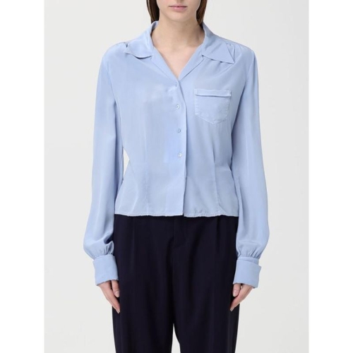 마르지엘라 롱 슬리브 실크 셔츠 S51DT0028M35704 479 Blue