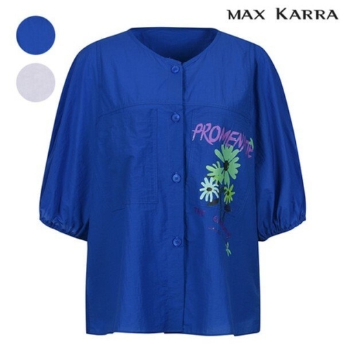 막스카라 플라워 프린트 라운드넥 블라우스_M42MWJ006ME_이미지