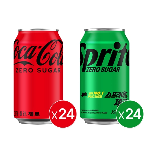 코카콜라 제로 350ml 24개 + 스프라이트 제로 350ml 24개