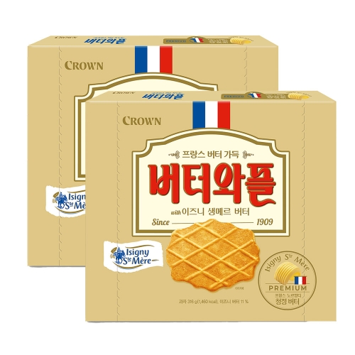 크라운제과 버터와플 이즈니생메르 버터 316g
