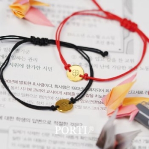 뽀르띠 수능 합격 응원 클로버 이니셜 팔찌 1g (1개)_이미지