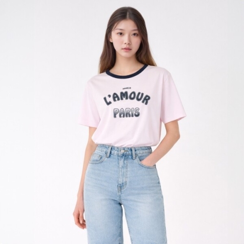 케네스레이디 네크 배색 티셔츠 EWTSPE02_이미지