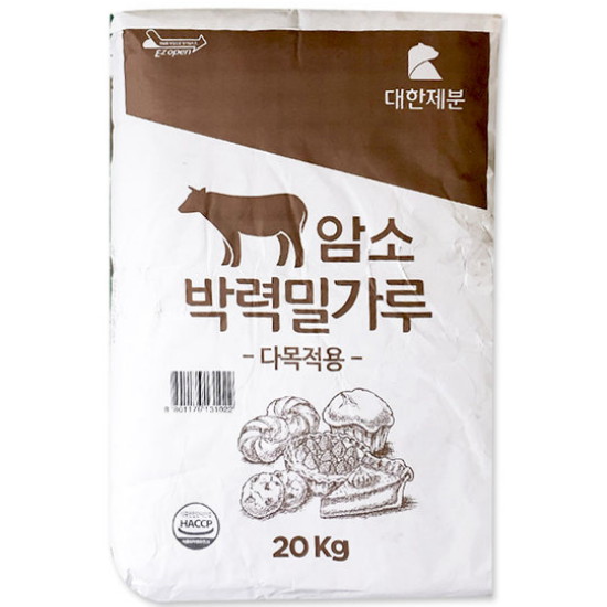 대한제분 암소 박력밀가루 다목적용 20kg이미지입니다. 누르면 해당 게시물로 새창이동합니다.
