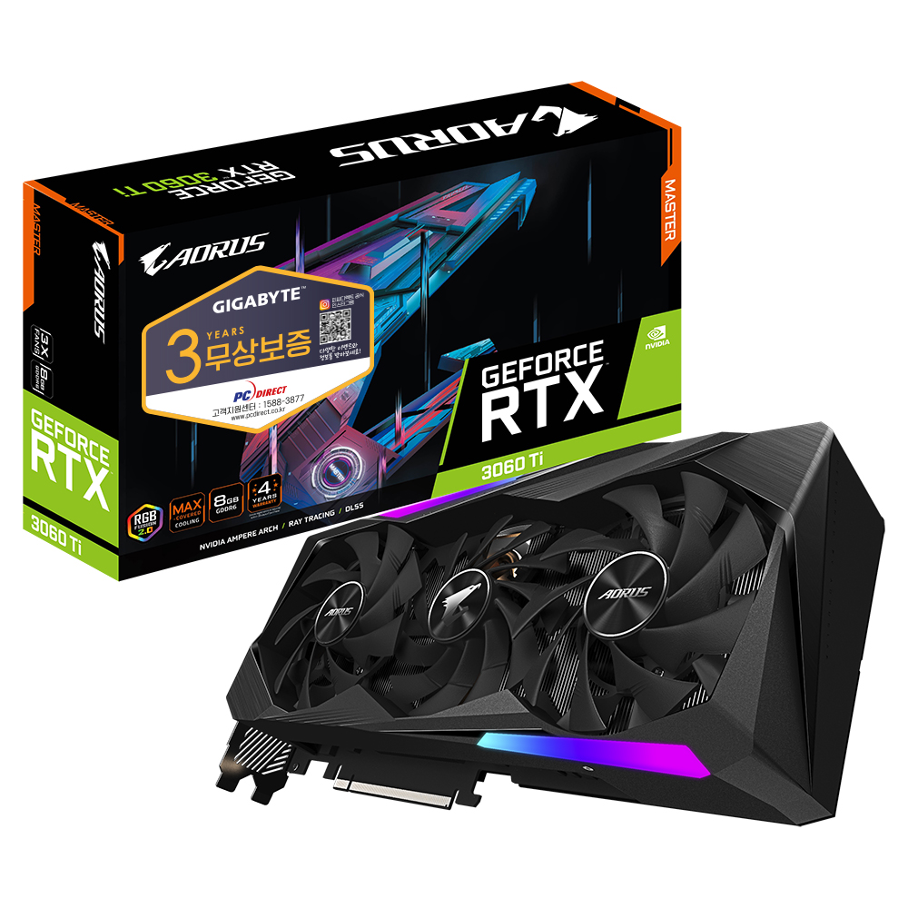 GIGABYTE AORUS 지포스 RTX 3060 Ti MASTER D6 8GB 피씨디렉트