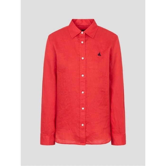 빈폴 레이디스 Essential 리넨 솔리드 레귤러숏 셔츠 레드 /BF6364E106