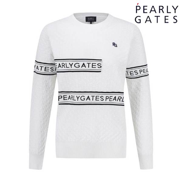 파리게이츠 로고 자카드 체크 짜임 니트 521D3SWA31_WH