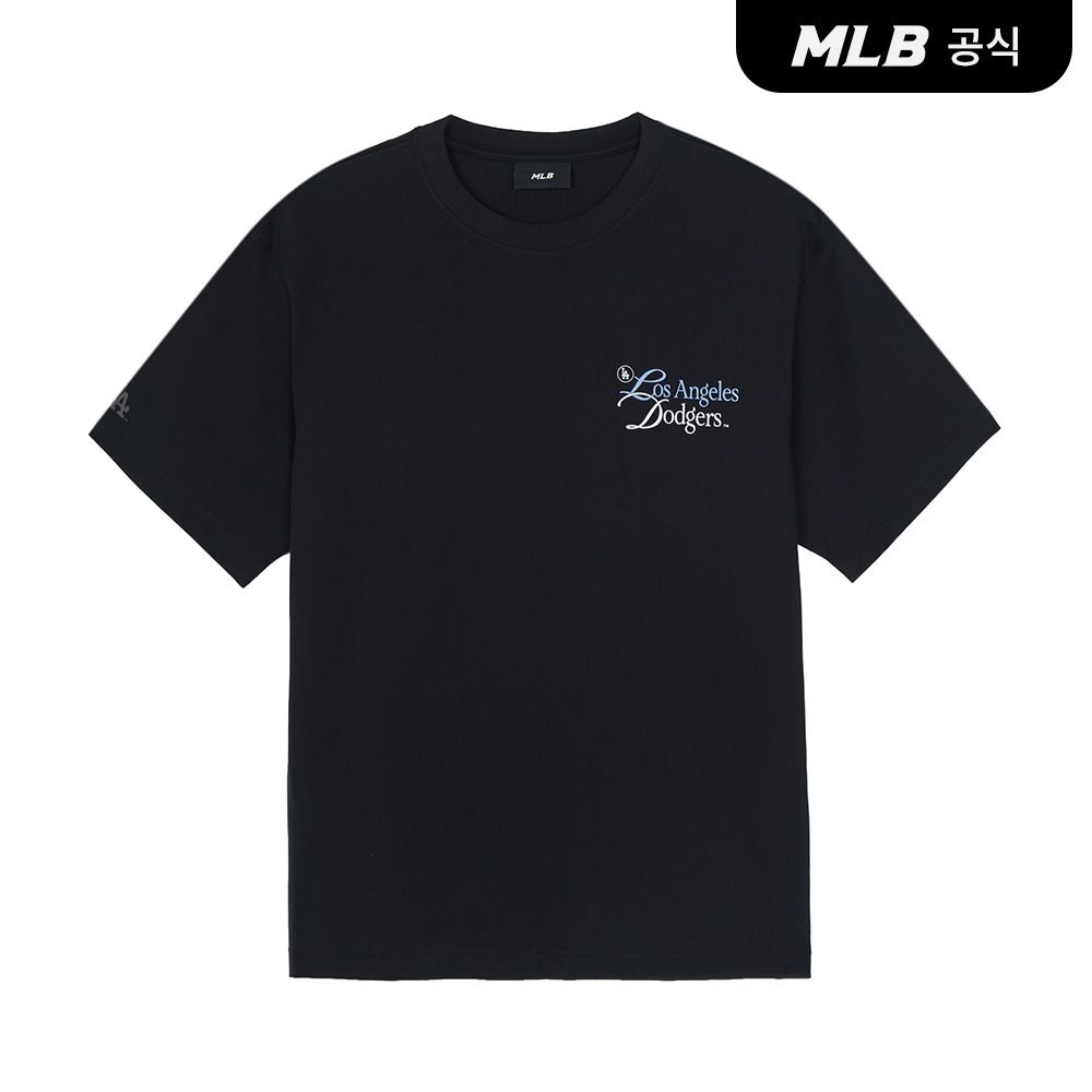 공용 셰리프 레터링 세미 오버핏 반팔 티셔츠 LA Black 3ATSB8263-07BKS