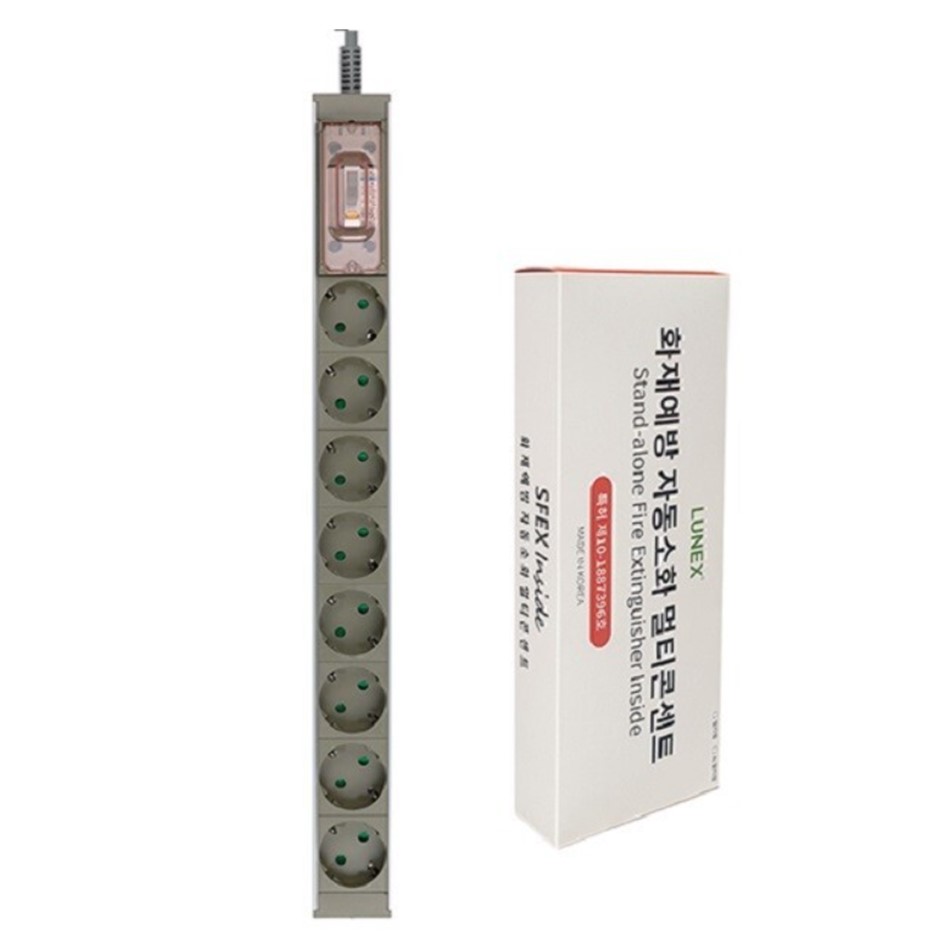 동양전자산업 루넥스 8구 16A AL 자동소화 배선차단 고용량 멀티탭 (2m)_이미지