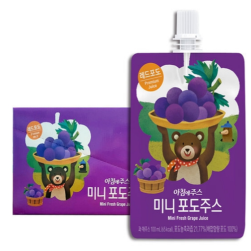 서울우유 아침에주스 미니 포도주스 100ml (20개)_이미지