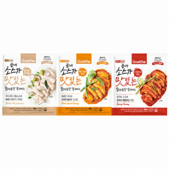 지앤건강생활 굽네 소스가 맛있는 닭가슴살 슬라이스 3종 15팩 (1세트)