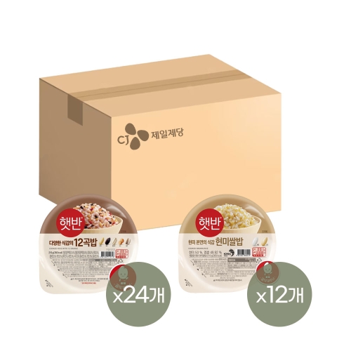 CJ제일제당 햇반 12곡밥 210g 24개 + 현미쌀밥 210g 12개_이미지