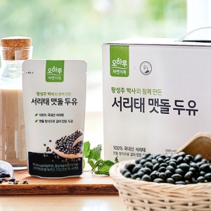 CJ ENM 오하루 자연가득 오하루 자연가득 100 국내산 서리태 맷돌 두유 4박스 80팩_이미지