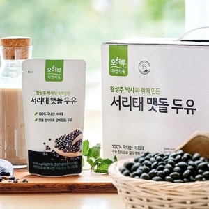 CJ ENM 오하루 자연가득 오하루 자연가득 100 국내산 서리태 맷돌 두유 4박스 80팩