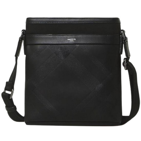 헤지스ACC 가죽 체크 실버로고 크로스백 HJBA3E172BK