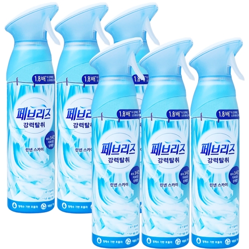 한국피앤지 페브리즈 강력탈취 에어 린넨 스카이 165g (6개)