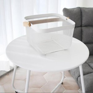 [불명] 메쉬망 사각 바구니-화이트 바스켓