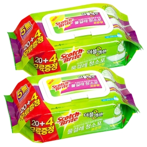 3M 스카치브라이트 물걸레 청소포 더블액션 표준형 20 + 4매 2개입_이미지