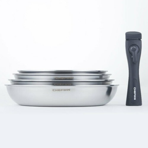 쉐프윈 드림핸즈 316스텐 프라이팬 패키지 (팬24,28+쏘테팬22,26+손잡이)_이미지