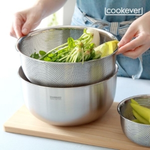 동남 쿡에버 Cook304 스텐 <b>믹싱</b><b>볼</b> 펀칭<b>볼</b> 2종세트 21 채반 쌀세척