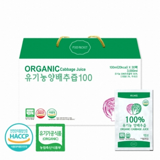 참들식품 푸드버킷 유기농 양배추즙 100 100ml 30포 (4개)