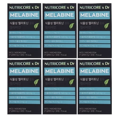 뉴트리코어 식물성 멜라토닌 함유 멜라바인 900mg 30정 (6개)