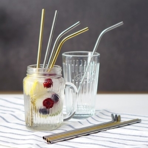 ST 스테인리스 빨대 골드(커브) [1개]