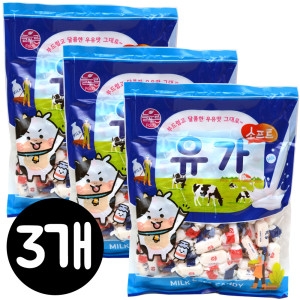 늘푸른 유가 600gx3개/우유맛사탕/캬라멜/카라멜/대용량/말랑카우/담라_이미지