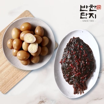 반찬단지 <b>메추리</b><b>알</b> 장조림 실속형 1kg + 깻잎무침 1kg