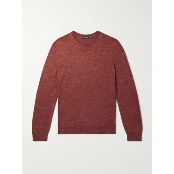 제냐 레드 뮬베리 실크 캐시미어 리넨 혼합 스웨터 151921095_이미지