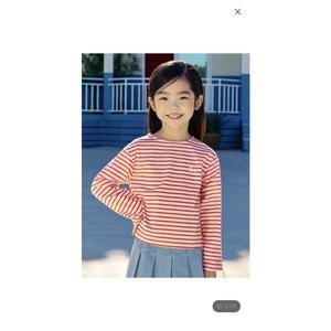 탑텐키즈 여아 쿨에어 코튼 스트라이프 9부 티셔츠 MKF2TS2001