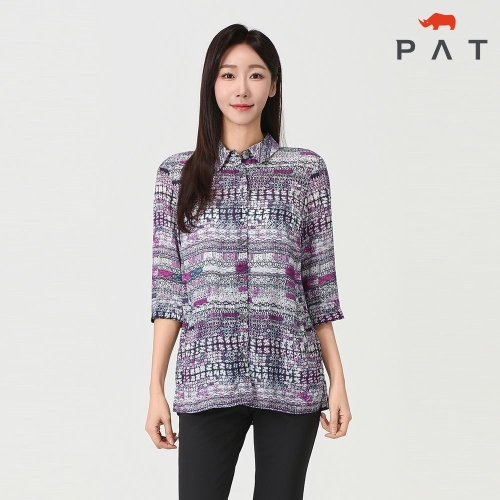 PAT 여성 여성 기하학 인견 블라우스_1J42517 51348_5009318374_이미지