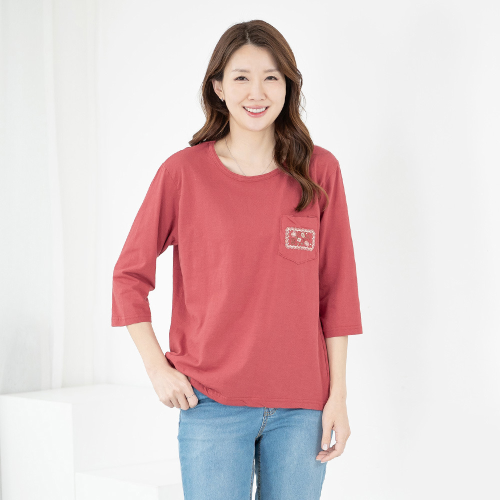 모슬린 엄마옷 엄마옷 티셔츠 면 7부 라운드 603HJK214 중년여성/50대/60대/70대/빅사이즈/할머니옷/마담_이미지
