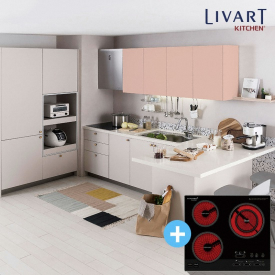 리바트 키친 팔레트 ㅡ자 카운터형+전기쿡탑 (~3.2m)