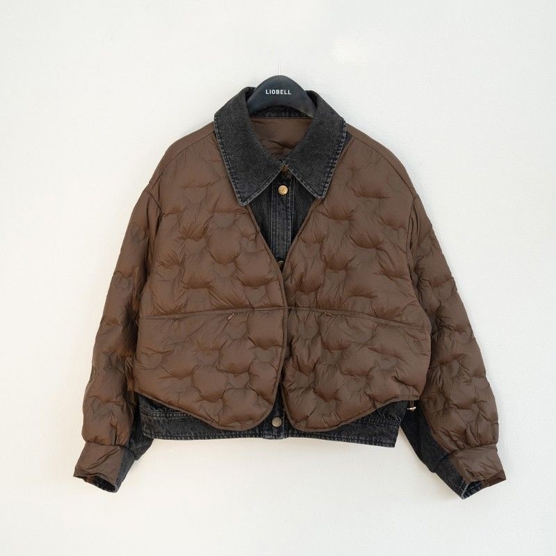 리오벨 최초가187,000 데님카라 매치 패딩 점퍼 2종1211235