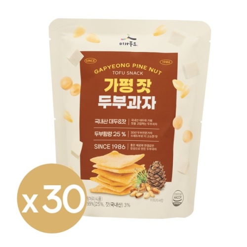 미가푸드 국산콩 가평 잣 수제 두부과자 50g (30개)_이미지