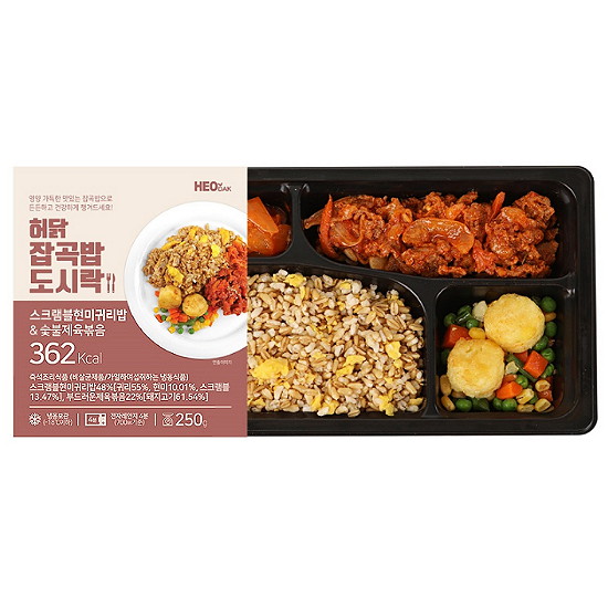 허닭 잡곡밥 도시락 스크램블현미귀리밥&숯불제육볶음 250g (18팩)