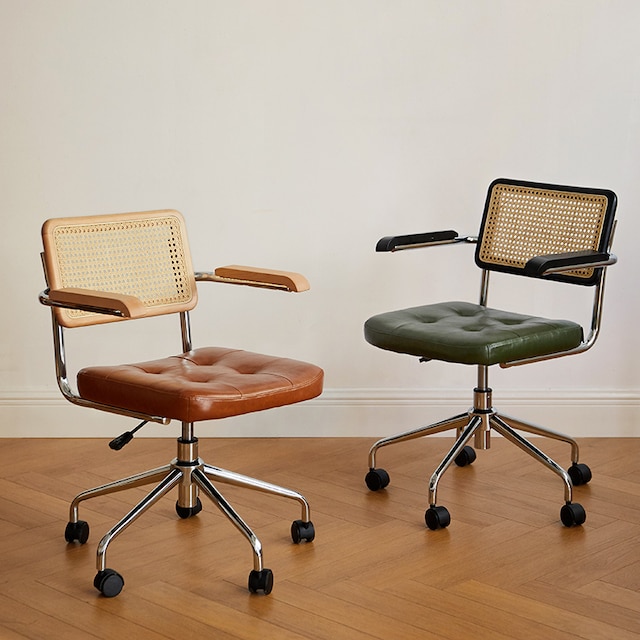 빌바오 홈카페 라탄 회전 책상 의자