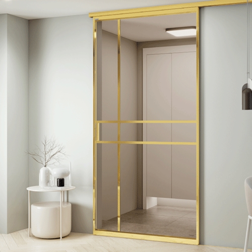 영림에이홈 싱글 슬라이딩 투명유리 디바이딩형 중문 (~1.3m)_이미지