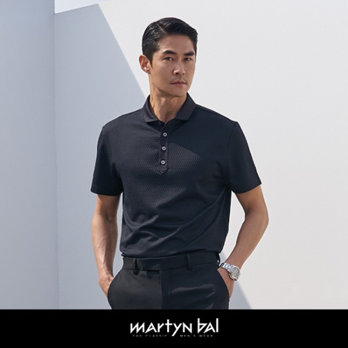 시어서커 마틴발 남성 엠보텍스쳐 카라셔츠 블랙 _MM22-TS201BK