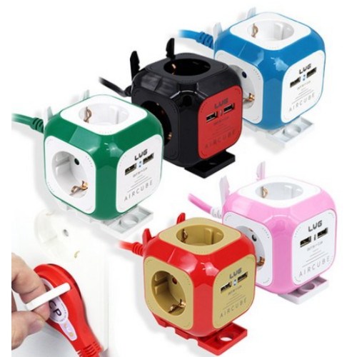 러그박스 에어큐브 4구 USB 2포트 멀티탭 (3m)_이미지