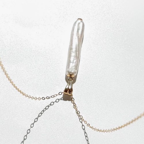 에버링 14K 금 바로크 진주 목걸이 주상절리_NPHA4501 주문제작 핑크gold