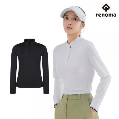 레노마 골프 여성 골프 봄 솔리드 컬러 배색 반버튼 스판 티셔츠 THN 5104 CA3843774