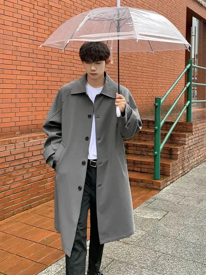 남성 봄 가을 칼라 트렌치코트 하프기장 트렌디 캐주얼 코트 G15Z3E 핫픽2_이미지