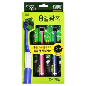 죽염 8열광폭 치아사이 치석케어 칫솔 (3개)_이미지