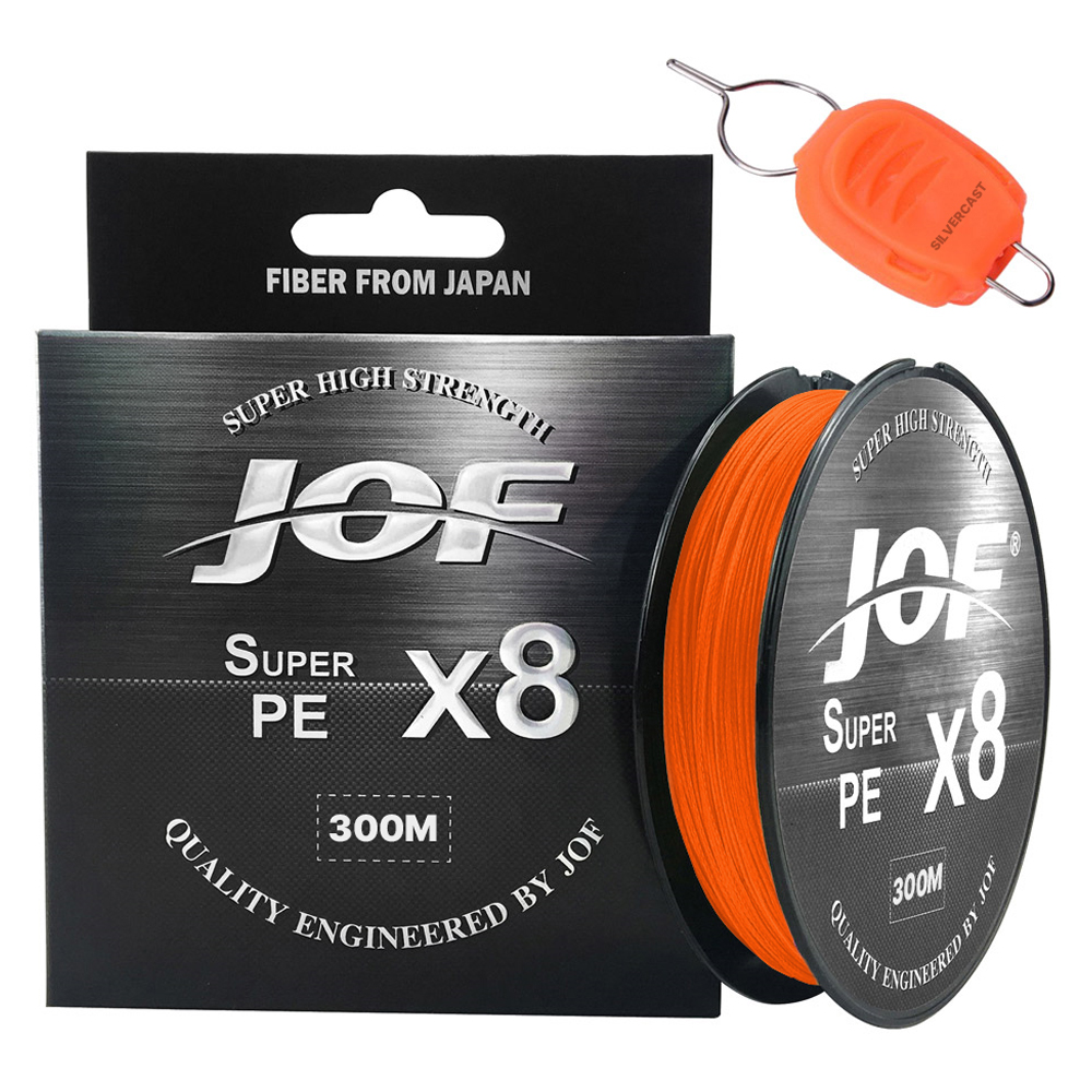 슈퍼PE 8합사 낚시줄 300m + 실버캐스트 라인 스토퍼 세트 오렌지