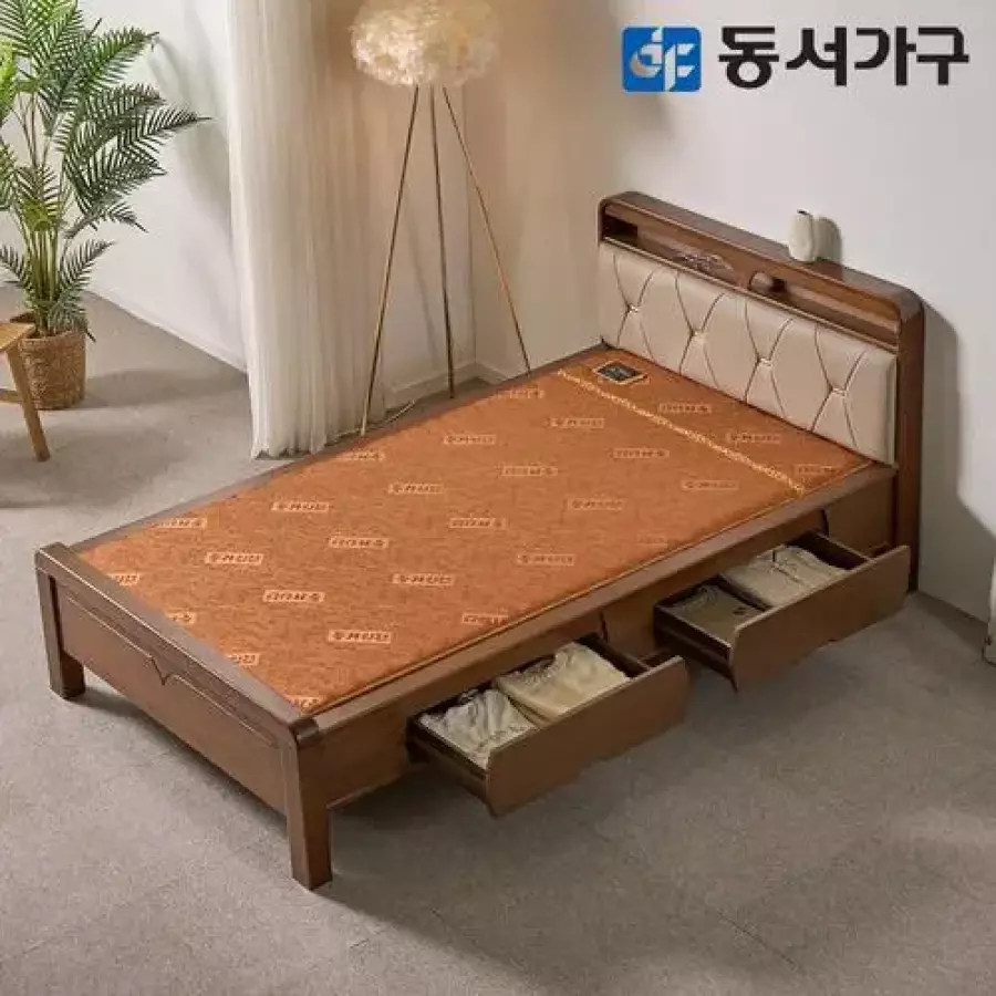 동서가구 편백나무 가죽 수납형 인볼브 흙침대 S