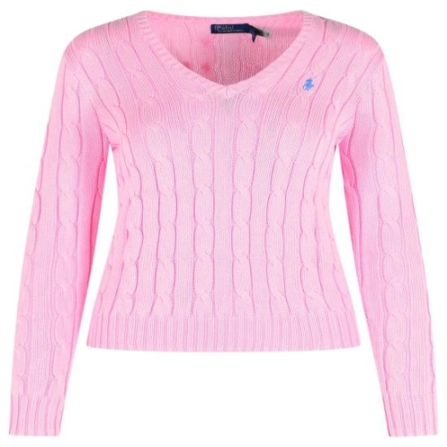 여성 포니로고 자수 피마코튼 브이넥 니트 211971870006