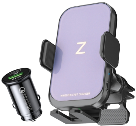 빅터글로벌 스마텍스 차량용 무선충전거치대 CI-39 + 시거잭_이미지