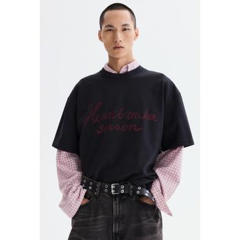 리액티브 프린트 티셔츠 오버사이즈핏 블랙/Heartbreaker Season 1329548003