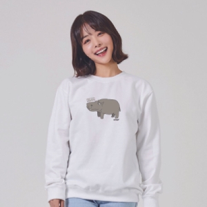  오너클랜 W6FFC82 키밍 뚱뚱한 하마 hippo 맨투맨 후드티
